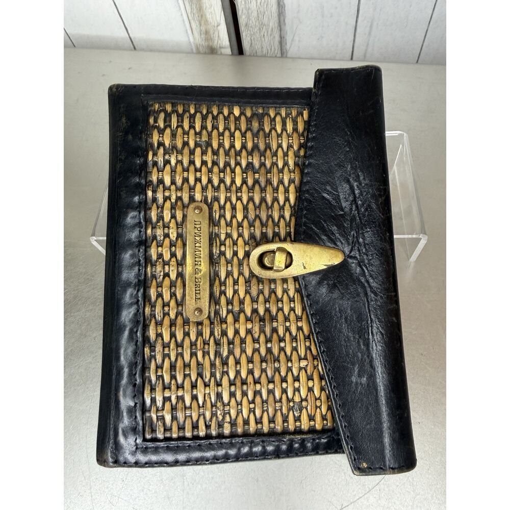 Prizmic & Brill Woven Leather Turnlock Organizer Planner Made Singapore RARE